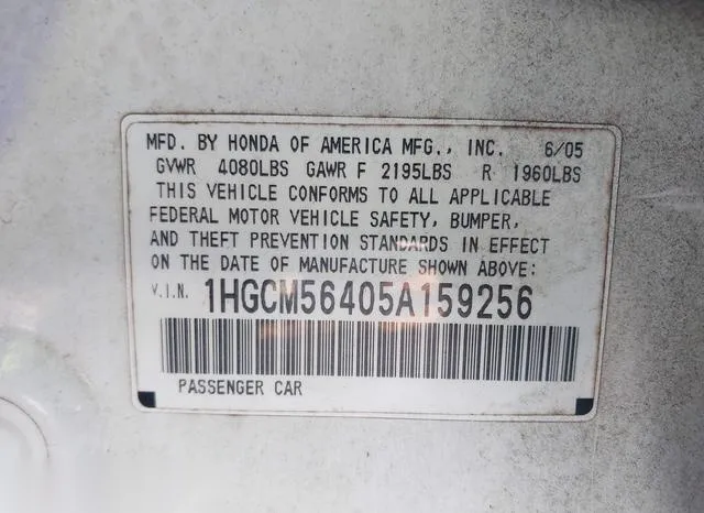 1HGCM56405A159256 2005 2005 Honda Accord- 2-4 LX 9