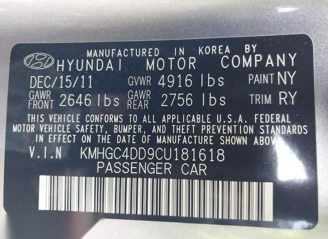 KMHGC4DD9CU181618 2012 2012 Hyundai Genesis- 3-8 9