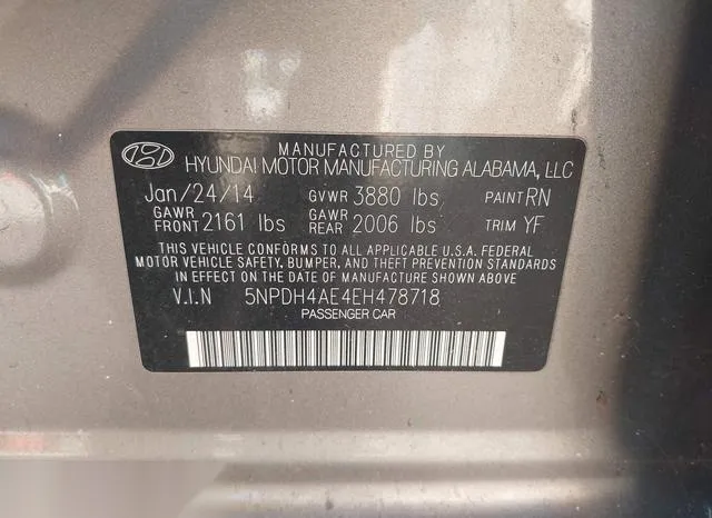 5NPDH4AE4EH478718 2014 2014 Hyundai Elantra- SE 9