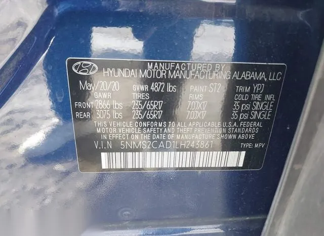 5NMS2CAD1LH243861 2020 2020 Hyundai Santa Fe- SE 9