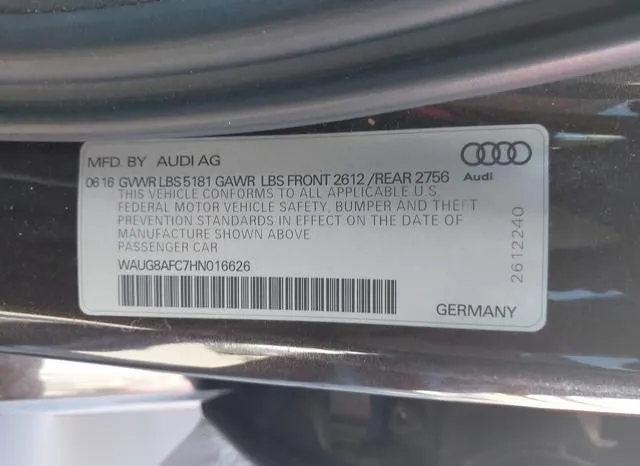 WAUG8AFC7HN016626 2017 2017 Audi A6- 2-0T Premium 9