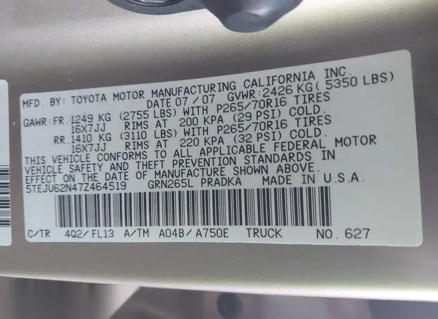 5TEJU62N47Z464519 2007 2007 Toyota Tacoma- Double Cab Preru 9