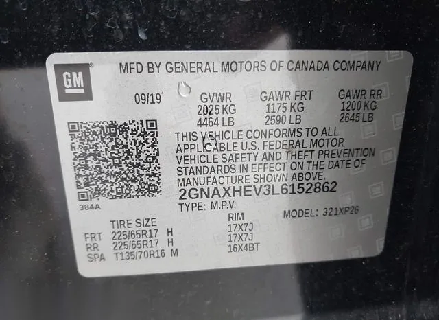 2GNAXHEV3L6152862 2020 2020 Chevrolet Equinox- Fwd Ls 9