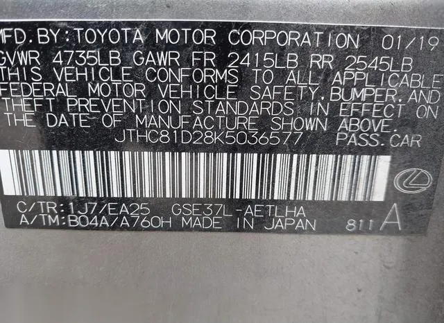 JTHC81D28K5036577 2019 2019 Lexus IS- 300 9