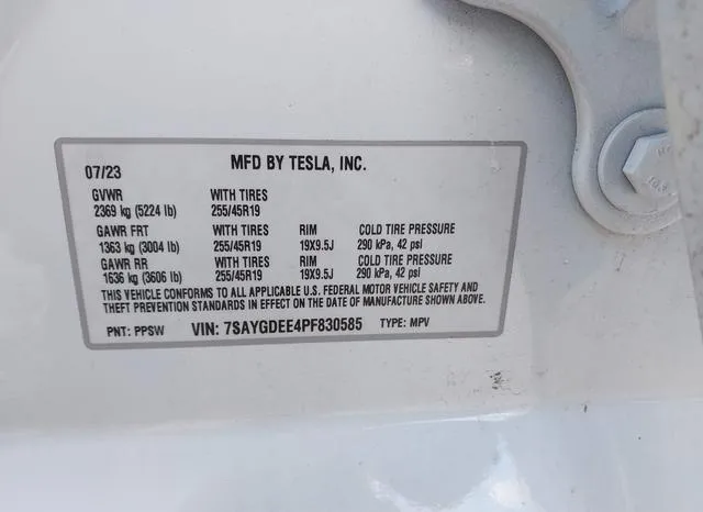 7SAYGDEE4PF830585 2023 2023 Tesla Model Y- Awd/Long Range D 9