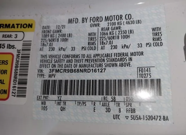 3FMCR9B68NRD16127 2022 2022 Ford Bronco Sport- Big Bend 9