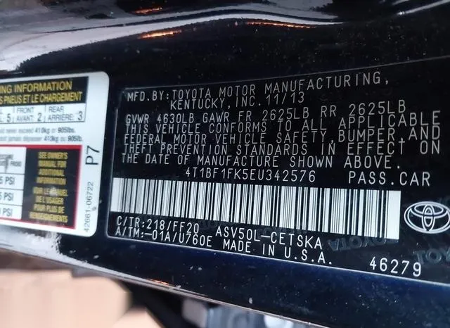 4T1BF1FK5EU342576 2014 2014 Toyota Camry- SE 9