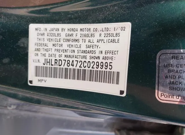 JHLRD78472C029995 2002 2002 Honda CR-V- LX 9