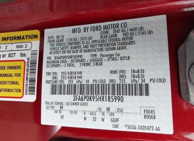 3FA6P0K95HR185990 2017 2017 Ford Fusion- Titanium 9