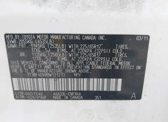 2T3BF4DV8BW131213 2011 2011 Toyota RAV4 9