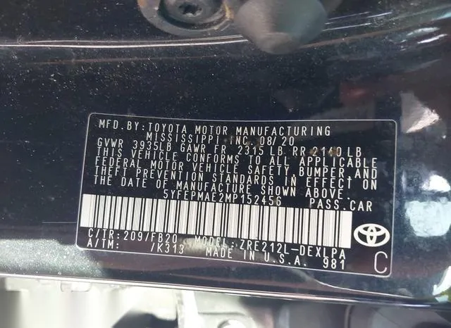 5YFEPMAE2MP152456 2021 2021 Toyota Corolla- LE 9