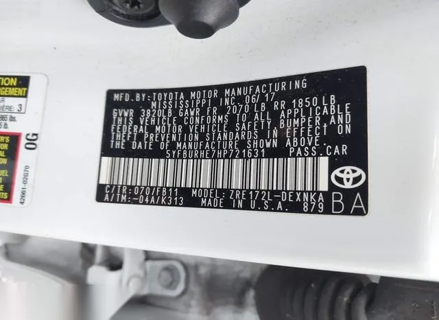 5YFBURHE7HP721631 2017 2017 Toyota Corolla- LE 9