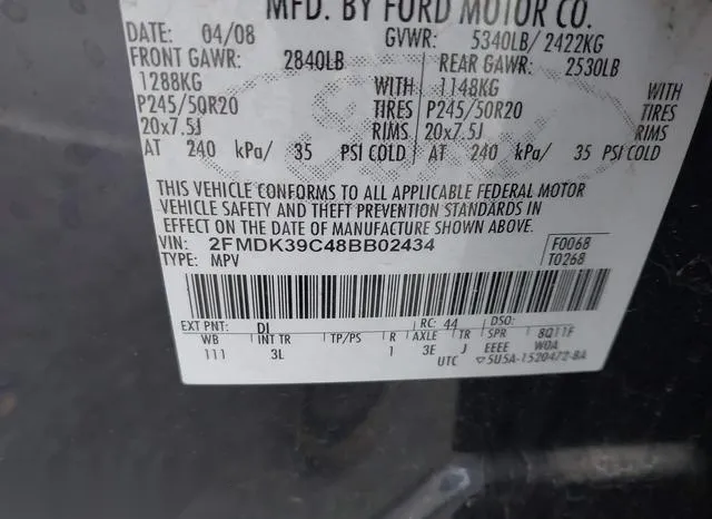 2FMDK39C48BB02434 2008 2008 Ford Edge- Limited 9