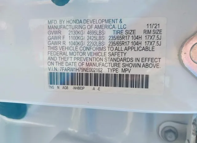 7FARW1H79NE002162 2022 2022 Honda CR-V- 2Wd Special Edition 9