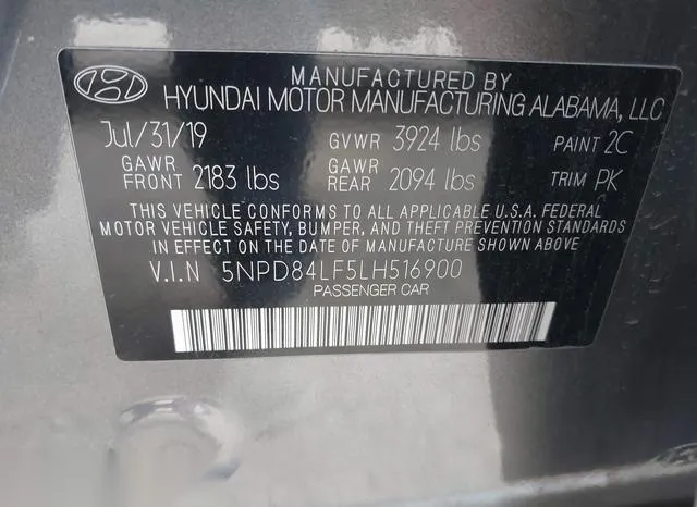 5NPD84LF5LH516900 2020 2020 Hyundai Elantra- Value Edition 9