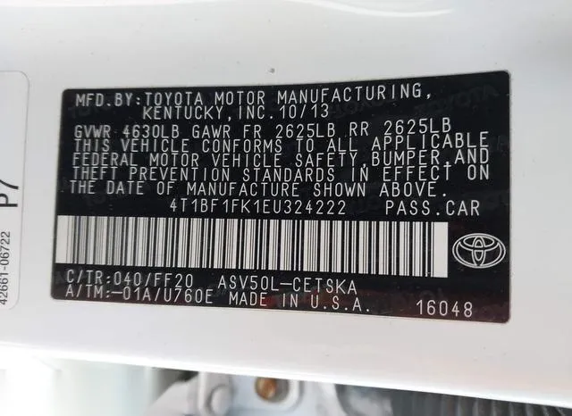 4T1BF1FK1EU324222 2014 2014 Toyota Camry- SE 9