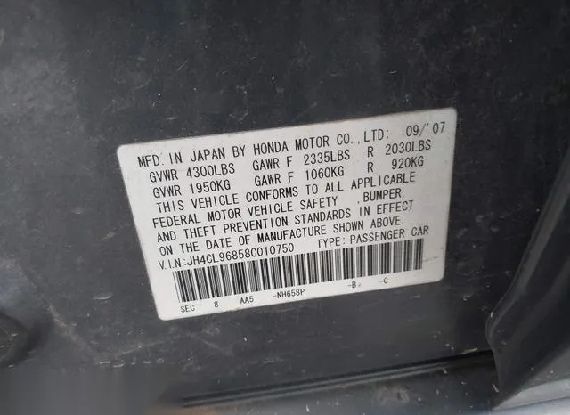 JH4CL96858C010750 2008 2008 Acura TSX 9