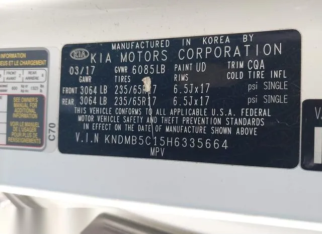 KNDMB5C15H6335664 2017 2017 KIA Sedona- LX 9