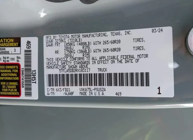 5TFLA5DB2RX183117 2024 2024 Toyota Tundra- SR5 9