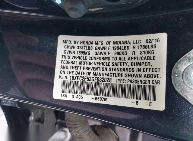 19XFC2F52GE032028 2016 2016 Honda Civic- LX 9