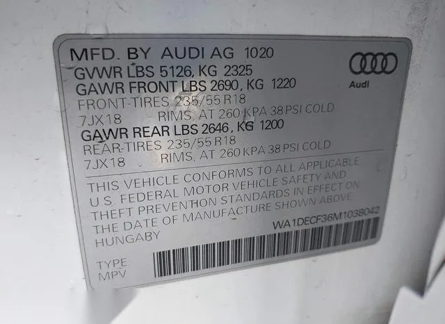 WA1DECF36M1038042 2021 2021 Audi Q3- Premium 45 Tfsi S Line 9