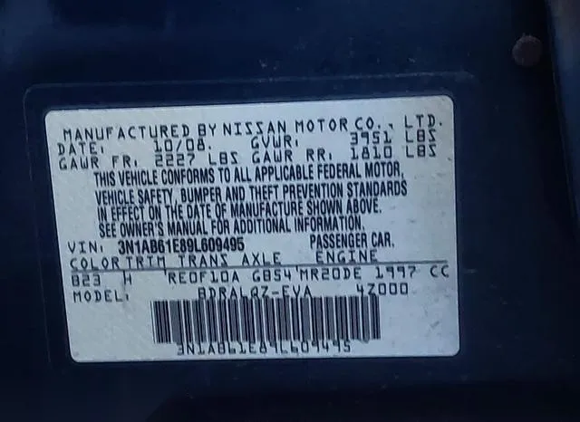 3N1AB61E89L609495 2009 2009 Nissan Sentra- 2-0 9