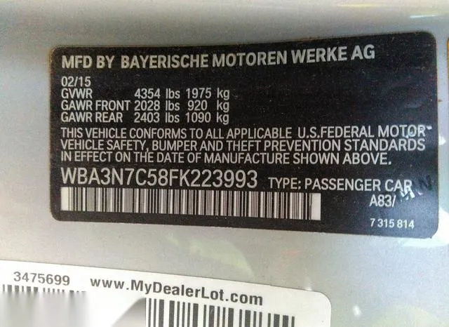 WBA3N7C58FK223993 2015 2015 BMW 4 Series- 428I 9