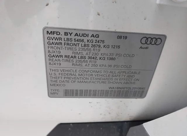 WA1BNAFY2L2010545 2020 2020 Audi Q5- Premium Plus 45 Tfsi Q 9