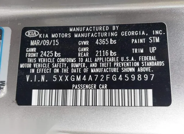 5XXGM4A72FG459897 2015 2015 KIA Optima- LX 9