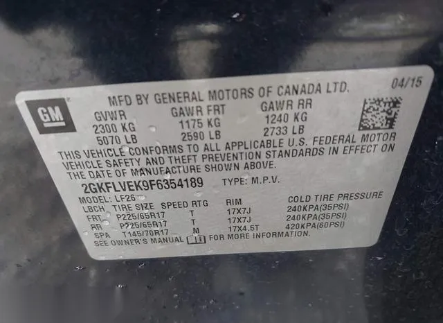 2GKFLVEK9F6354189 2015 2015 GMC Terrain- Sle-1 9