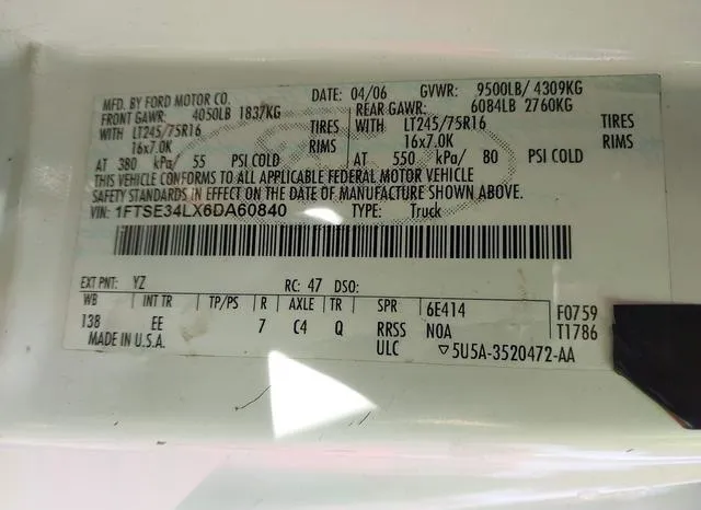 1FTSE34LX6DA60840 2006 2006 Ford E-350 Super Duty- Commerci 9