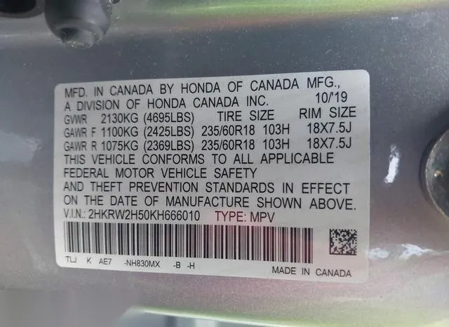 2HKRW2H50KH666010 2019 2019 Honda CR-V- EX 9