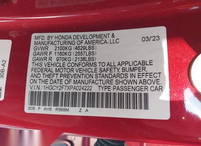 1HGCY2F7XPA024222 2023 2023 Honda Accord- Hybrid Sport-L 9