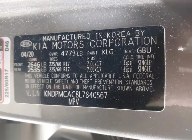 KNDPMCAC8L7840567 2020 2020 KIA Sportage- LX 9