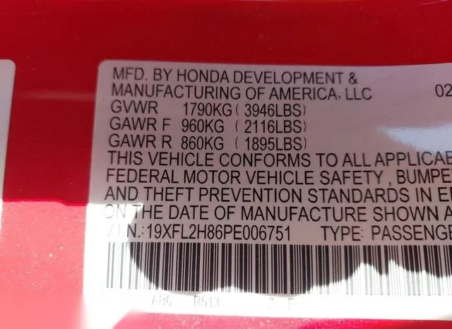 19XFL2H86PE006751 2023 2023 Honda Civic- Sport 9