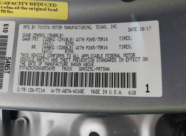 5TFAZ5CN3HX053695 2017 2017 Toyota Tacoma- Sr5 V6 9