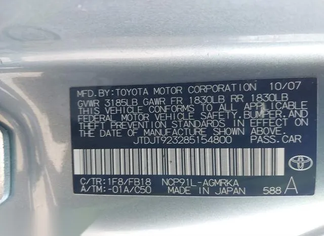 JTDJT923285154800 2008 2008 Toyota Yaris 9