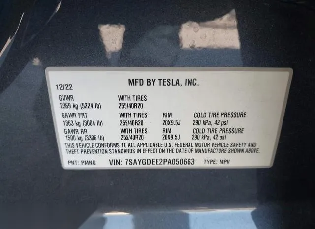 7SAYGDEE2PA050663 2023 2023 Tesla Model Y- Awd/Long Range D 9