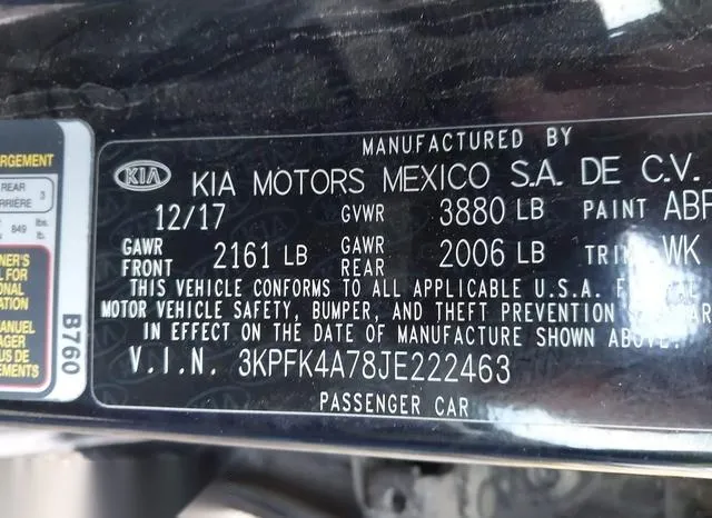 3KPFK4A78JE222463 2018 2018 KIA Forte- LX 9