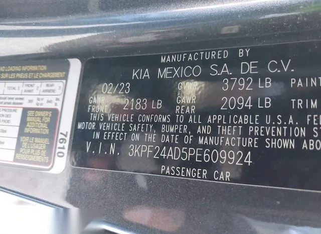 3KPF24AD5PE609924 2023 2023 KIA Forte- Lxs 9