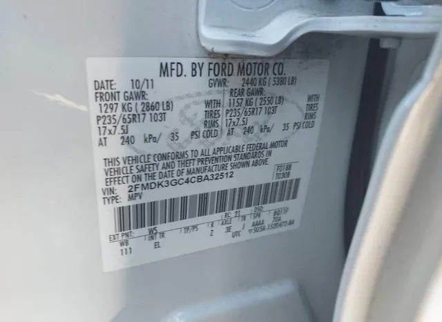 2FMDK3GC4CBA32512 2012 2012 Ford Edge- SE 9