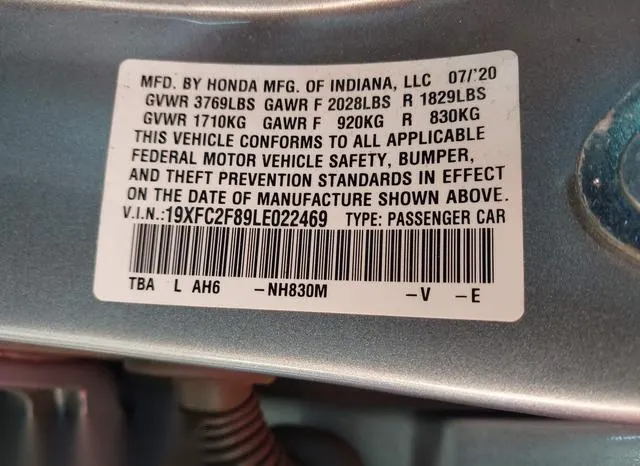 19XFC2F89LE022469 2020 2020 Honda Civic- Sport 9