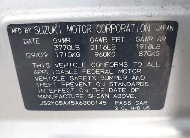 JS2YC5A45A6300145 2010 2010 Suzuki SX4- Sport S/Sport Se 9