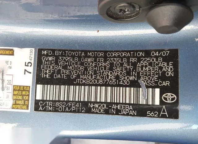 JTDKB20U877651430 2007 2007 Toyota Prius 9