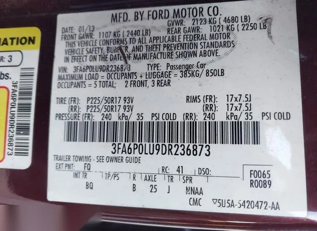 3FA6P0LU9DR236873 2013 2013 Ford Fusion- Hybrid SE 9