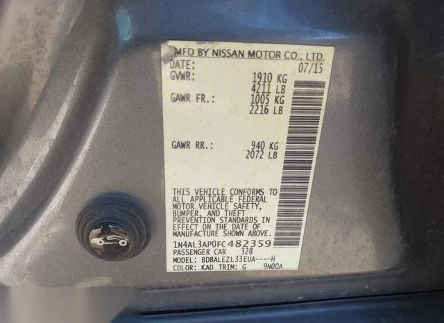 1N4AL3AP0FC482359 2015 2015 Nissan Altima- 2-5 S 9