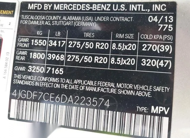 4JGDF7CE6DA223574 2013 2013 Mercedes-Benz GL 450- 4Matic 9