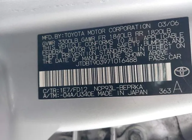 JTDBT903971016488 2007 2007 Toyota Yaris 9