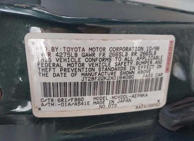 JT2BF22K2X0164080 1999 1999 Toyota Camry- Le V6/Xle V6 9