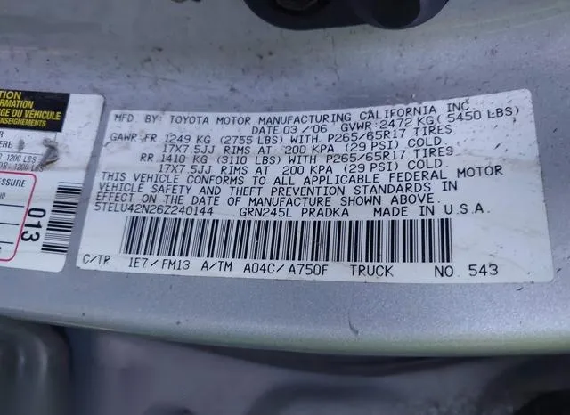 5TELU42N26Z240144 2006 2006 Toyota Tacoma- Double Cab 9